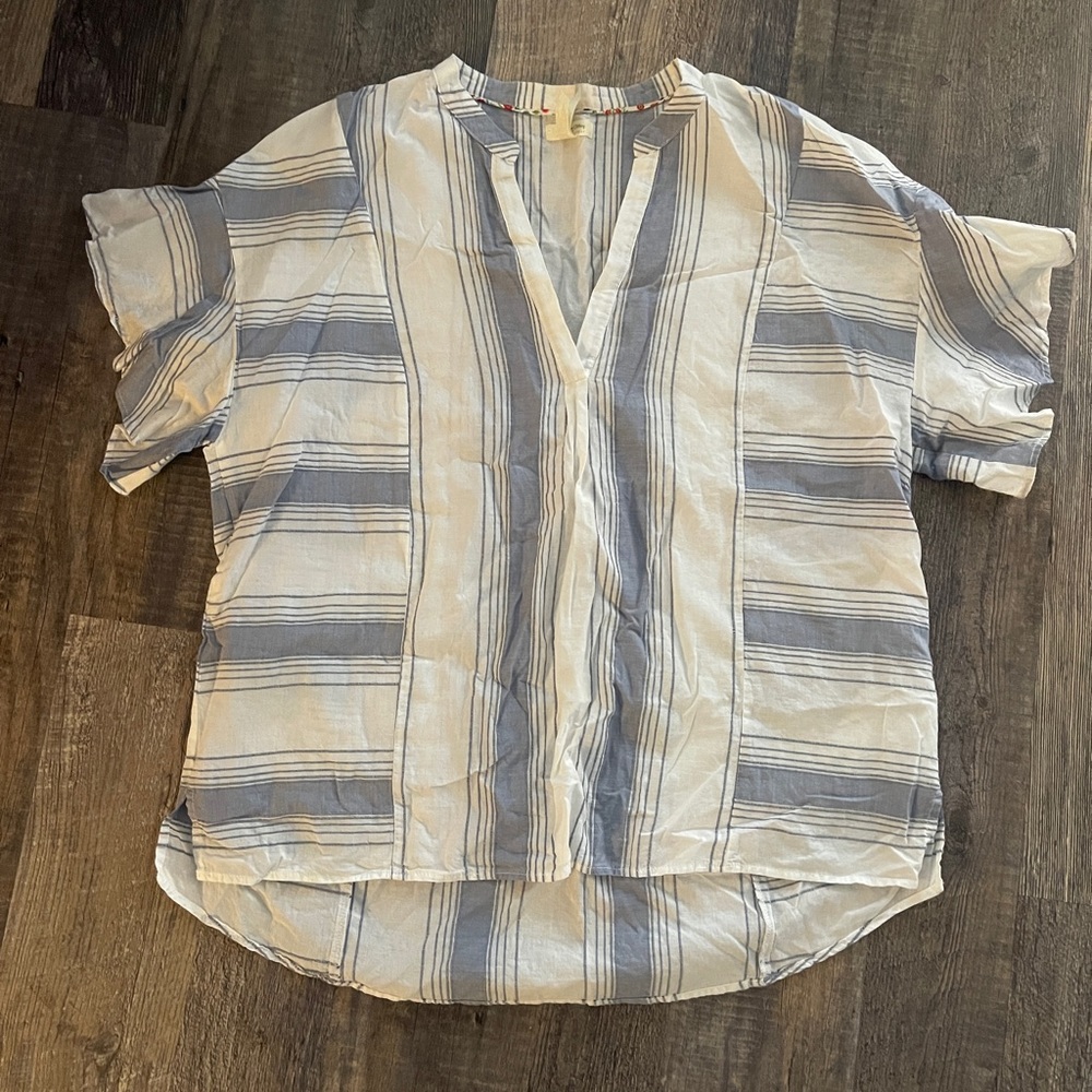 Matilda Jane with Joanna Gains Collab Blue & White Top Womens sz Medium blouse